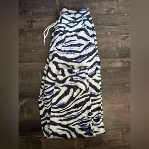 Zebra Print Sweatpants with Blue Accents